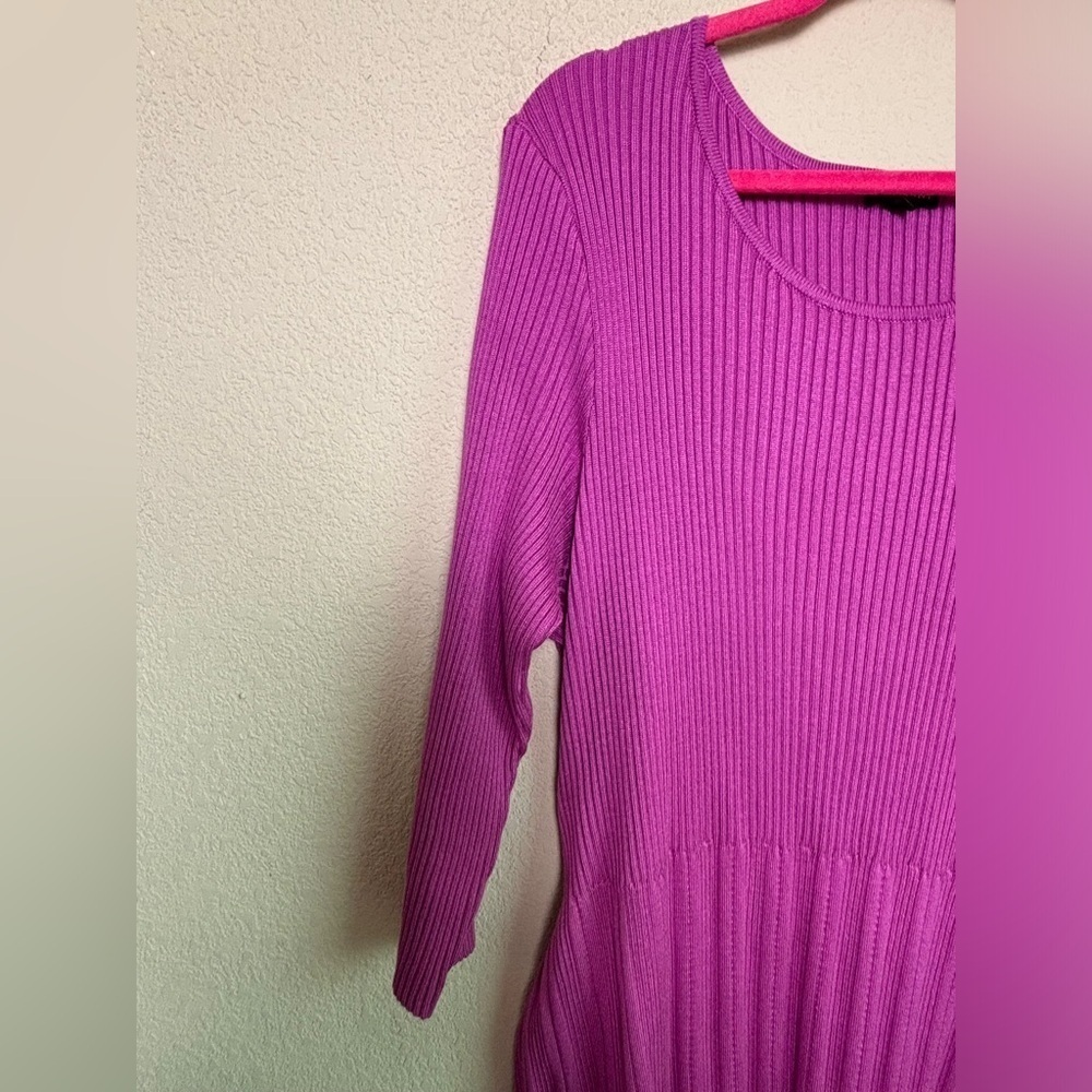 Lane Bryant Orchid Pink Ribbed Knit Belted Fit & Flare Sweater Midi Dress 18/20 - Picture 4 of 9